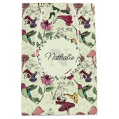 エンチャントイエロー春ガーデンハミングバードフローラ ミディアムペーパーバッグ (正面)