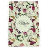 エンチャントイエロー春ガーデンハミングバードフローラ ミディアムペーパーバッグ (裏面)