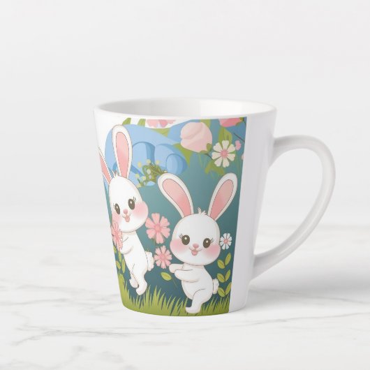 エンチャントイースターお祝いデザイン カフェラテマグ (右)