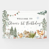 エンチャントウィンターウッドランド誕生日へようこそ 横断幕 (横)