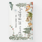 エンチャントウィンターウッドランド誕生日へようこそ 横断幕 (縦)