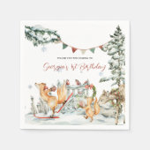 エンチャントウィンターウッドランド誕生日 スタンダードカクテルナプキン (正面)