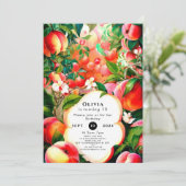 エンチャントウォーターカラーピーチ誕生日 招待状 (スタンド正面)