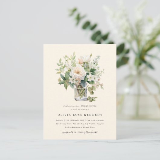 エンチャントウォーターカラーボヘミアンフローラブライダルシャワー ポストカード (スタンド正面)