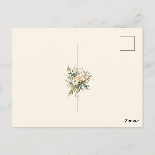 エンチャントウォーターカラーボヘミアンフローラブライダルシャワー ポストカード (裏面)