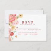 エンチャントウォーター色のフローラ結婚桃 出欠カード (正面)