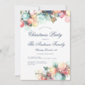 エンチャントウォーター色オーナメントクリスマスパーティー 招待状 (正面)