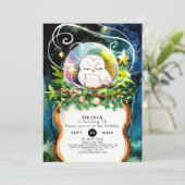 エンチャントウォーター色フクロウ誕生日 招待状 (スタンド正面)