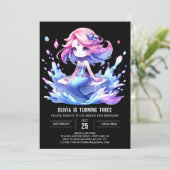 エンチャントウォーター色マーメイド誕生日 招待状 (スタンド正面)