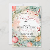 エンチャントウォーター色リースクリスマスパーティー 招待状 (正面)