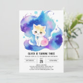 エンチャントウォーター色子猫誕生日 招待状 (スタンド正面)