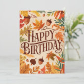 エンチャントウォームウッドランドオータム秋ハッピーバースデー カード (スタンド正面)