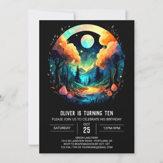 エンチャントウッズシック誕生日 招待状 (正面)