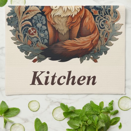 エンチャントウッドランドキツネ名前をカスタムする キッチンタオル (折り畳み)