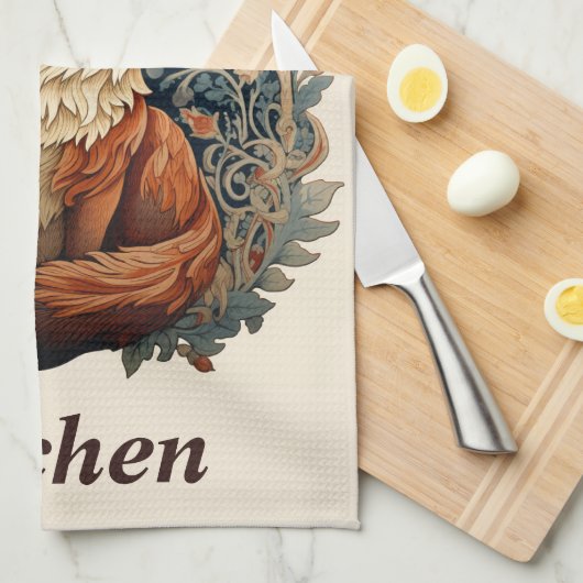 エンチャントウッドランドキツネ名前をカスタムする キッチンタオル (四つ折り)