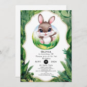 エンチャントウッドランドバニー誕生日 招待状 (正面/裏面)