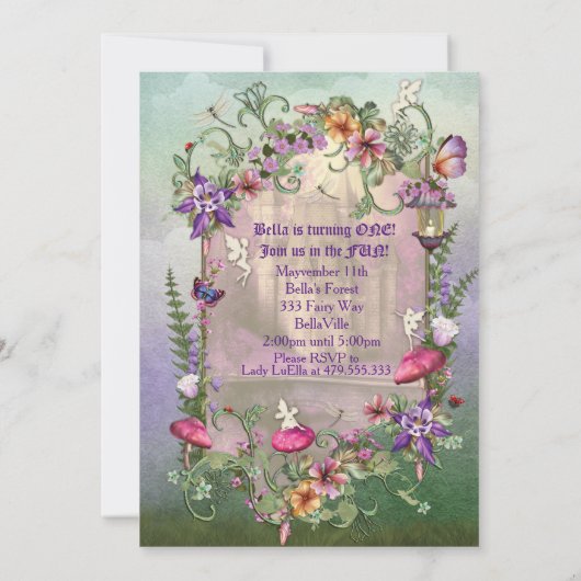 エンチャントウッドランドフェアリーフォレストパーティの招待状 招待状 (裏面)