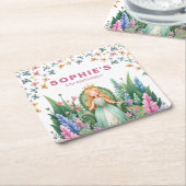 エンチャントウッドランドフェアリープリンセス誕生日 スクエアペーパーコースター (アングル)