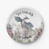 エンチャントウッドランドフォレストドラゴン誕生日 ペーパープレート (正面)