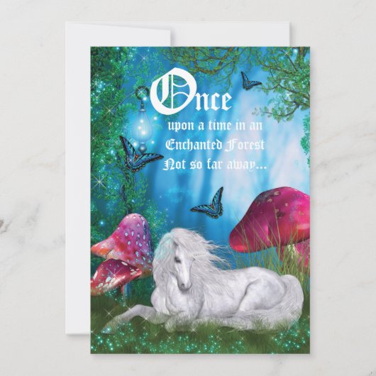 エンチャントウッドランドユニコーンフォレストパーティの招待状 招待状 (正面)