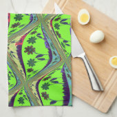 エンチャントエクレクティックガーデン市松模様にフローラ美しい キッチンタオル (四つ折り)