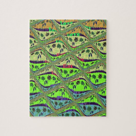 エンチャントエクレクティックガーデン市松模様にフローラ美しい ジグソーパズル (縦)