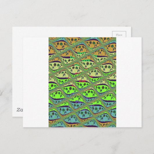 エンチャントエクレクティックガーデン市松模様にフローラ美しい ポストカード (正面/裏面)