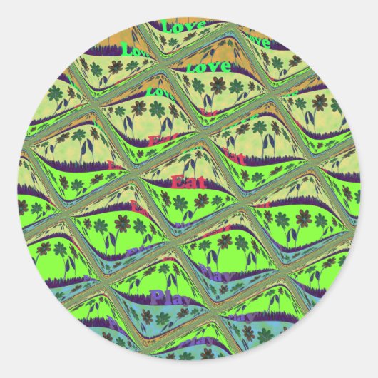 エンチャントエクレクティックガーデン市松模様にフローラ美しい ラウンドシール (正面)