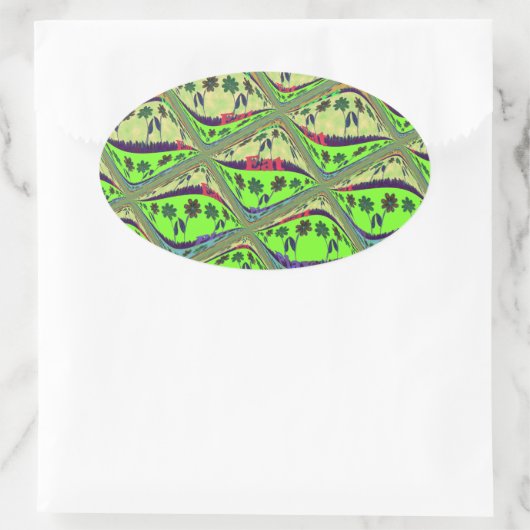 エンチャントエクレクティックガーデン市松模様にフローラ美しい 楕円形シール (バッグ)