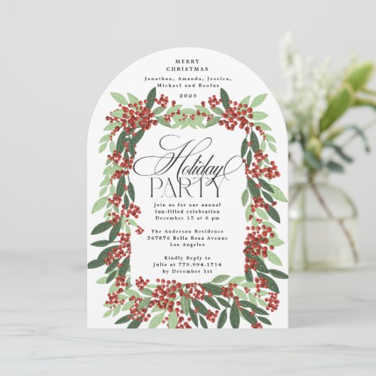 エンチャントエレガンスボタニカルクリスマスパーティーアーチ 招待状 (スタンド正面)
