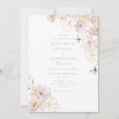 エンチャントエレガンス赤面&金ゴールドワイルドフラワー結婚ズ 招待状 (正面)