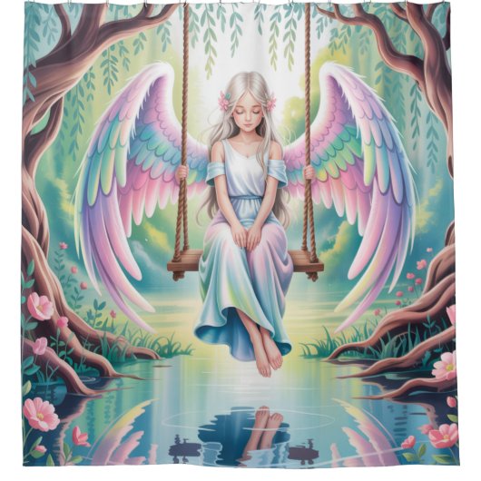 エンチャントエンジェルガールin a swing シャワーカーテン (正面)