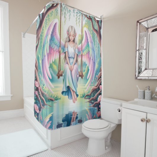 エンチャントエンジェルガールin a swing シャワーカーテン (インサイチュ)