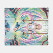 エンチャントエンジェルガールin a swing フリースブランケット (正面(横))