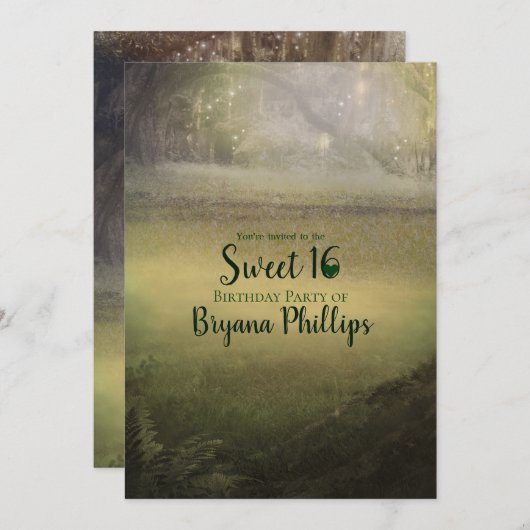 エンチャントエンチャントライトフォレストスウィート16パーティー 招待状 (正面/裏面)