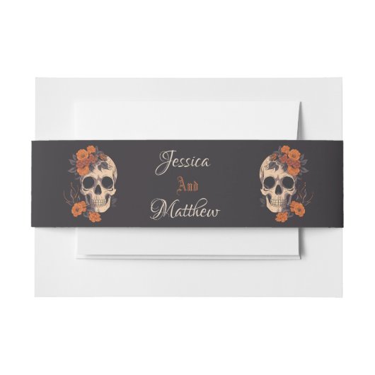 エンチャントオレンジブーケオンクリームスカル 招待状ベリーバンド (正面例)