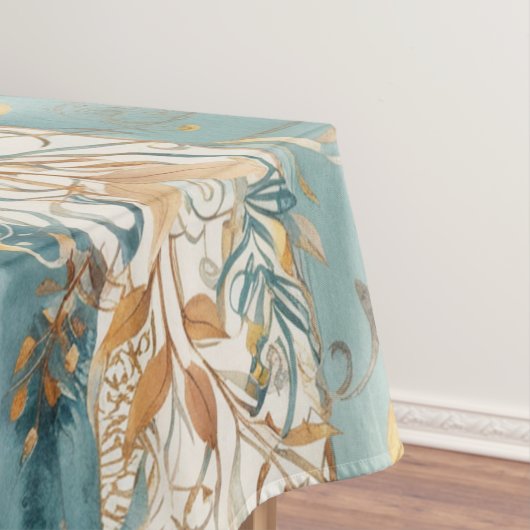 エンチャントオータムスプレンダーゴールデンティール(緑がかった色)ヴィンテージ テーブルクロス (インサイチュ)