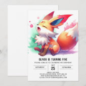 エンチャントカスタムキツネ誕生日 招待状 (正面/裏面)