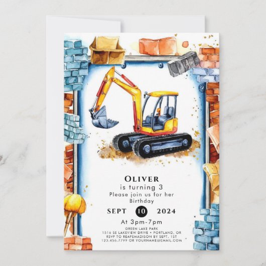 エンチャントカスタム建築誕生日 招待状 (正面)