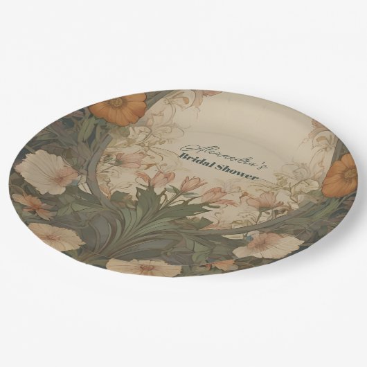 エンチャントガーデンアールヌーボーブライダルシャワー ペーパープレート (アングル)