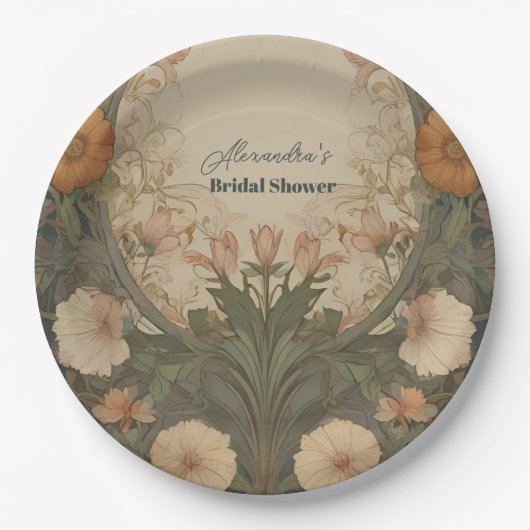 エンチャントガーデンアールヌーボーブライダルシャワー ペーパープレート (正面)