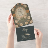 エンチャントガーデンアールヌーボー結婚ズ オールインワン招待状 (貼ってはがせる)