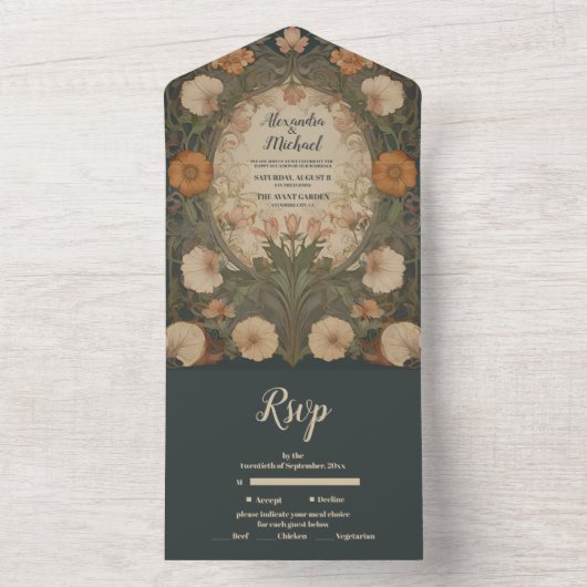 エンチャントガーデンアールヌーボー結婚ズ オールインワン招待状 (内側)