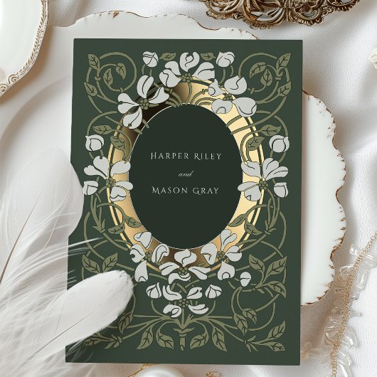 エンチャントガーデンアールヌーボー結婚ズ 箔招待状