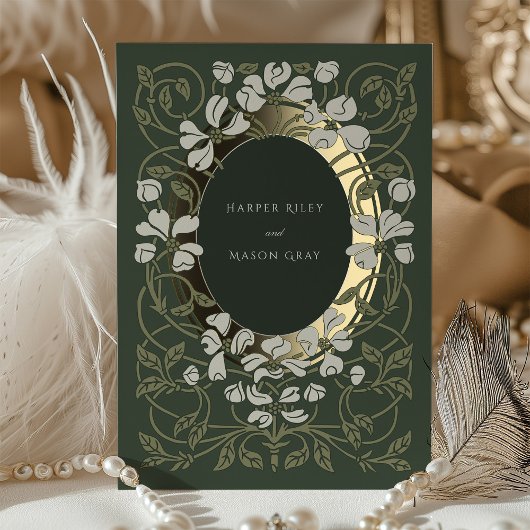 エンチャントガーデンアールヌーボー結婚ズ 箔招待状