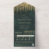 エンチャントガーデンエメラルド金ゴールドフェアリー結婚フォレスト オールインワン招待状 (内側)