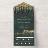 エンチャントガーデンエメラルド金ゴールド結婚フェアリーテラス オールインワン招待状 (内側)