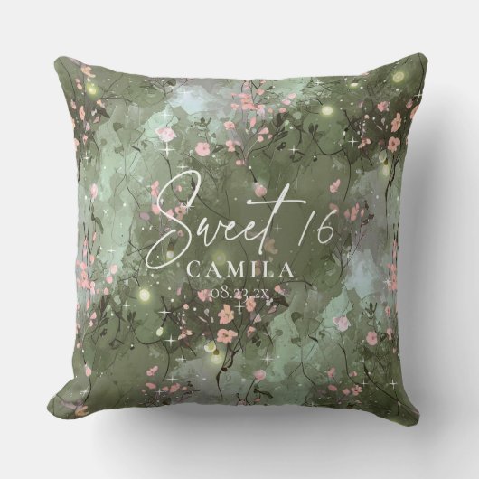 エンチャントガーデンスイート16パターンピンクID1163 クッション (正面)