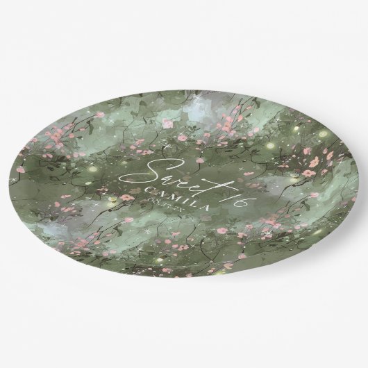 エンチャントガーデンスイート16パターンピンクID1163 ペーパープレート (アングル)