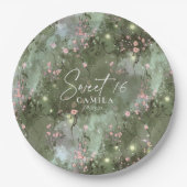 エンチャントガーデンスイート16パターンピンクID1163 ペーパープレート (正面)